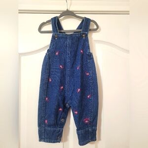 Vintage Osh‎ Kosh Denim Overalls with Paisley/Floral Embroidered Detail